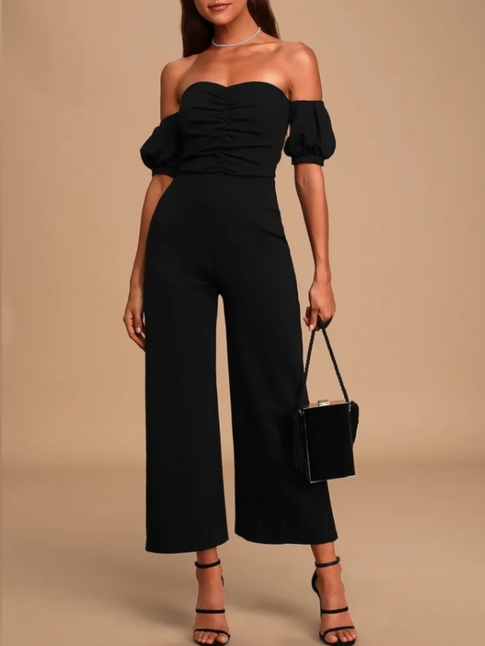 Lulu’s Impress Release Off-Shoulder Wide-Leg Jumpsuit